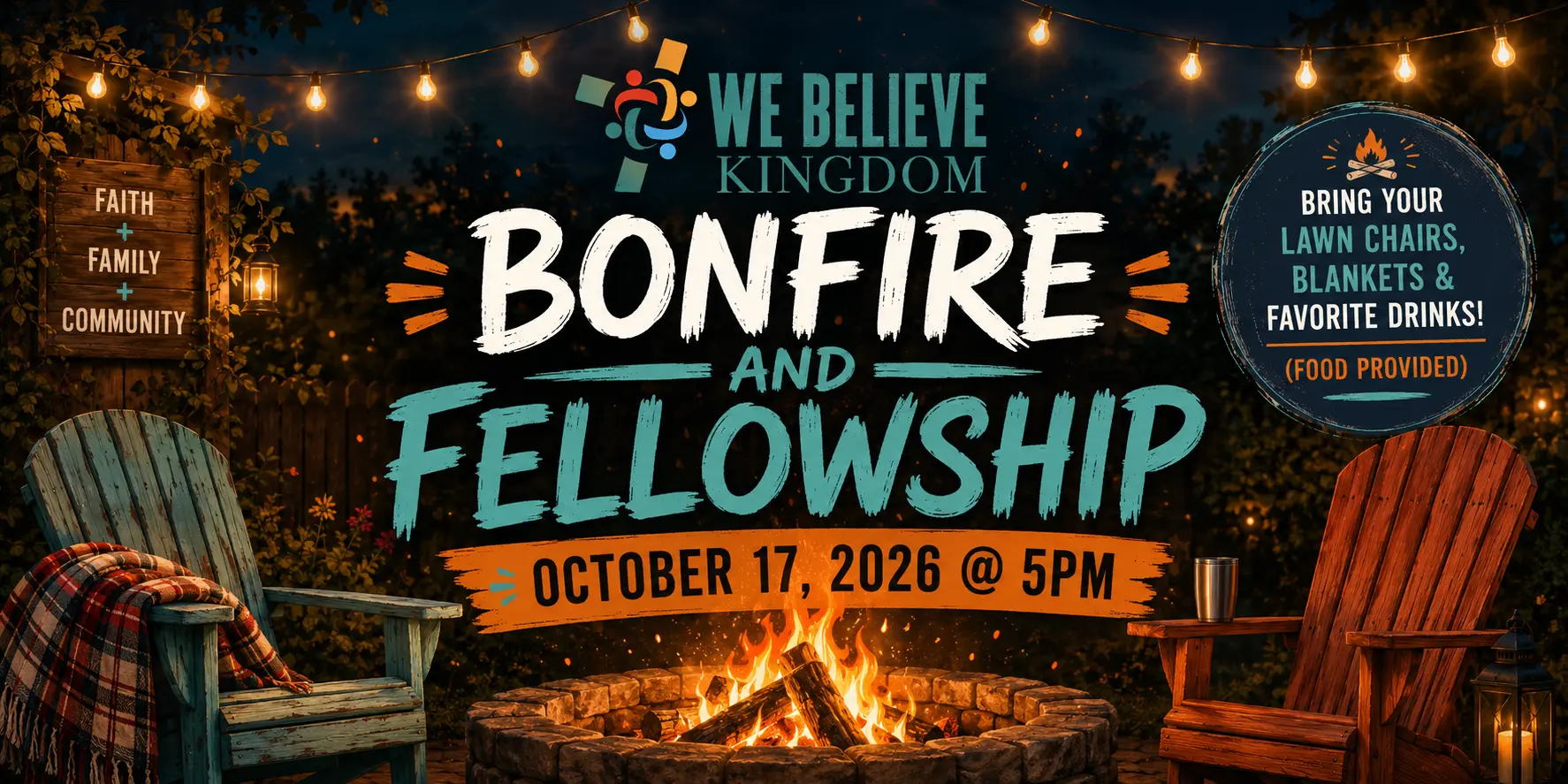 We Believe Kingdom Church Bonfire - Event header